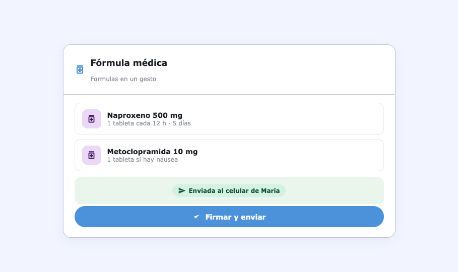 Fórmula médica en Clave: medicamentos y envío al celular del paciente