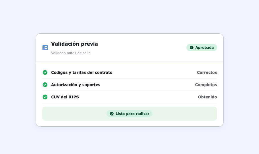 Validación previa en Clave: códigos, autorización y CUV verificados antes de radicar
