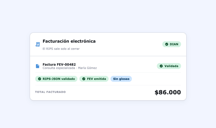 Facturación electrónica en Clave: factura y RIPS validados ante la DIAN