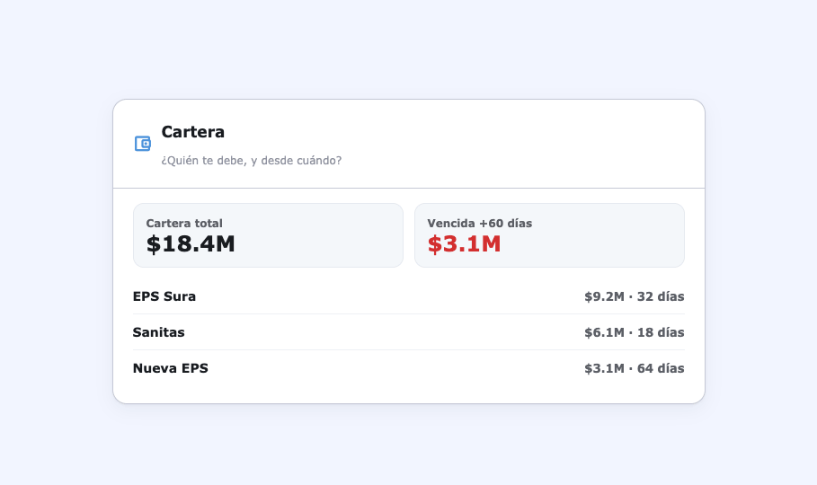 Cartera en Clave: saldo por pagador y edad de la deuda