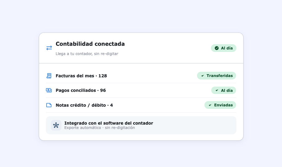 Contabilidad conectada en Clave: transferencia de facturas y pagos al sistema del contador